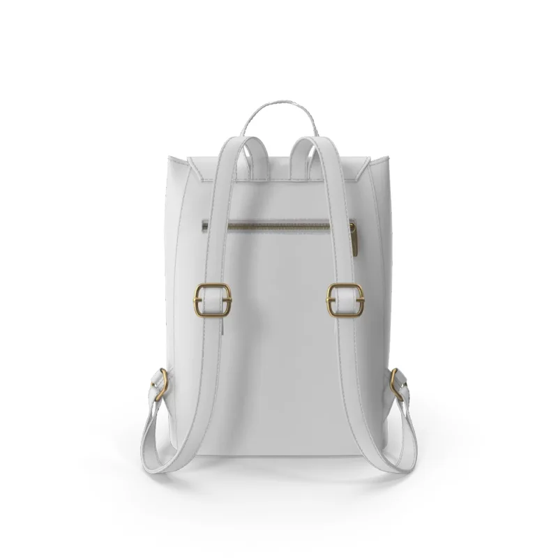 White Faux Leather Backpack
